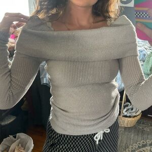 Women's Off-Shoulder Gray Sweater